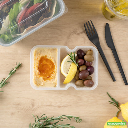 Wholesale Restaurantware Futura 10 oz White Plastic Wide 2-Compartment Insert Tray - Fits 32 and 37 oz Containers, Microwavable- Bulk