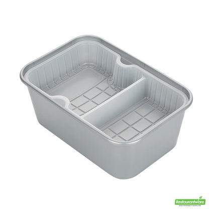 Wholesale Restaurantware Futura 10 oz White Plastic Wide 2-Compartment Insert Tray - Fits 32 and 37 oz Containers, Microwavable- Bulk