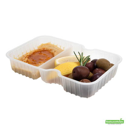 Wholesale Restaurantware Futura 10 oz White Plastic Wide 2-Compartment Insert Tray - Fits 32 and 37 oz Containers, Microwavable- Bulk
