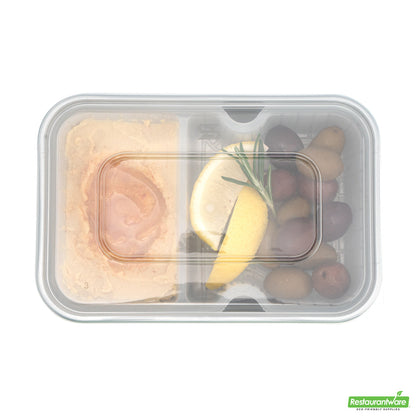 Wholesale Restaurantware Futura 10 oz White Plastic Wide 2-Compartment Insert Tray - Fits 32 and 37 oz Containers, Microwavable- Bulk