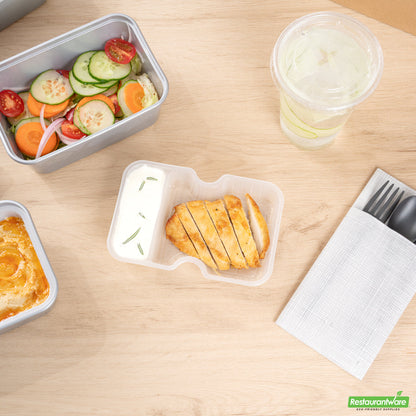 Wholesale Restaurantware Futura 10 oz White Plastic Narrow 2-Compartment Insert Tray - Fits 32 and 37 oz Containers, Microwavable- Bulk