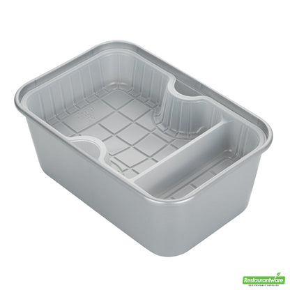 Wholesale Restaurantware Futura 10 oz White Plastic Narrow 2-Compartment Insert Tray - Fits 32 and 37 oz Containers, Microwavable- Bulk