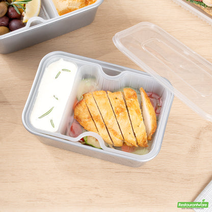 Wholesale Restaurantware Futura 10 oz White Plastic Narrow 2-Compartment Insert Tray - Fits 32 and 37 oz Containers, Microwavable- Bulk