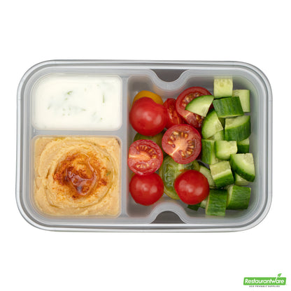 Wholesale Restaurantware Futura 10 oz White Plastic 3-Compartment Insert Tray - Fits 32 and 37 oz Containers, Microwavable- Bulk