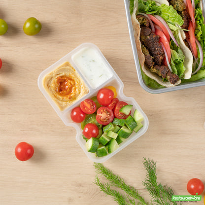 Wholesale Restaurantware Futura 10 oz White Plastic 3-Compartment Insert Tray - Fits 32 and 37 oz Containers, Microwavable- Bulk