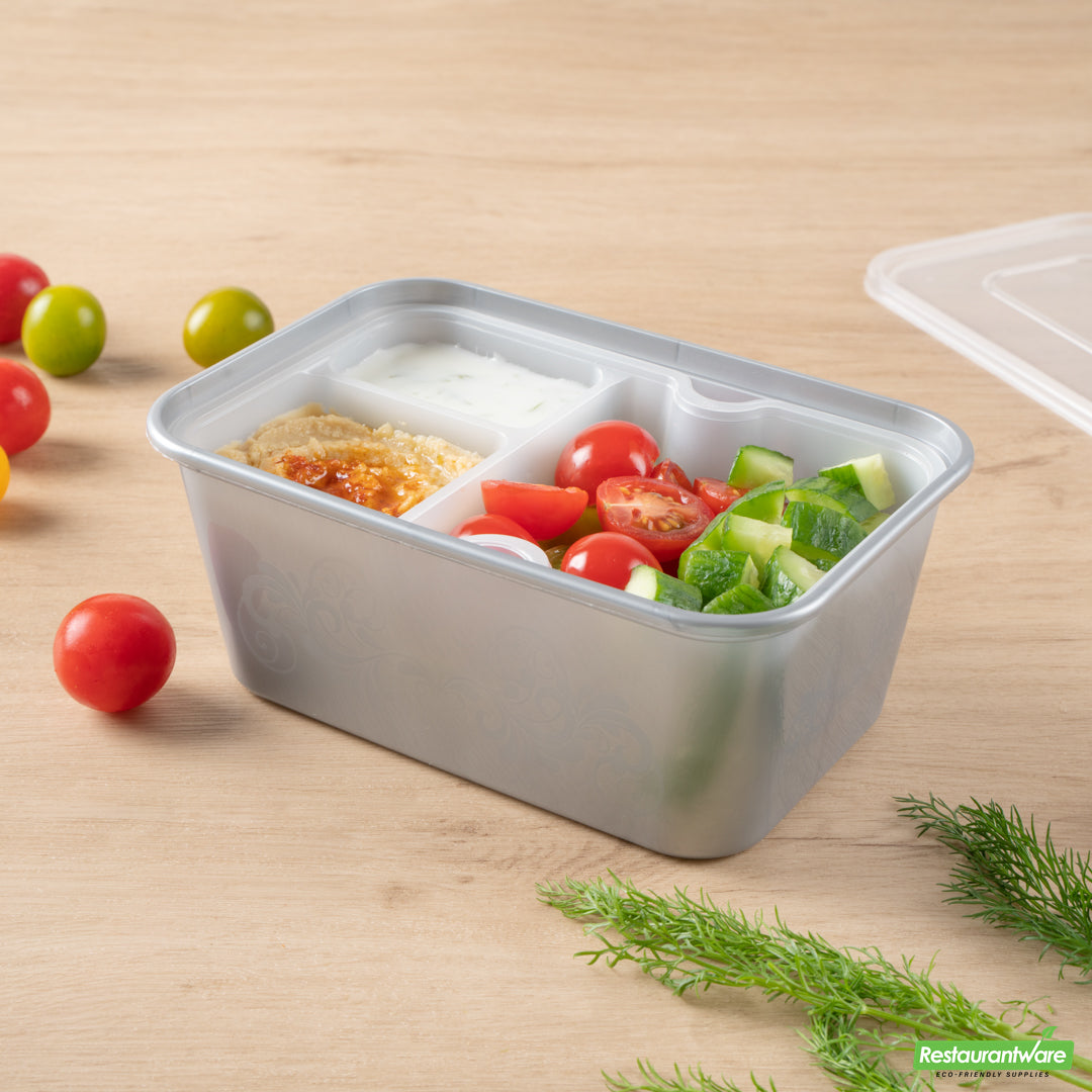 Wholesale Restaurantware Futura 10 oz White Plastic 3-Compartment Insert Tray - Fits 32 and 37 oz Containers, Microwavable- Bulk