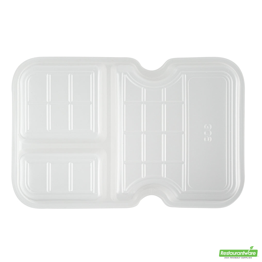Wholesale Restaurantware Futura 10 oz White Plastic 3-Compartment Insert Tray - Fits 32 and 37 oz Containers, Microwavable- Bulk