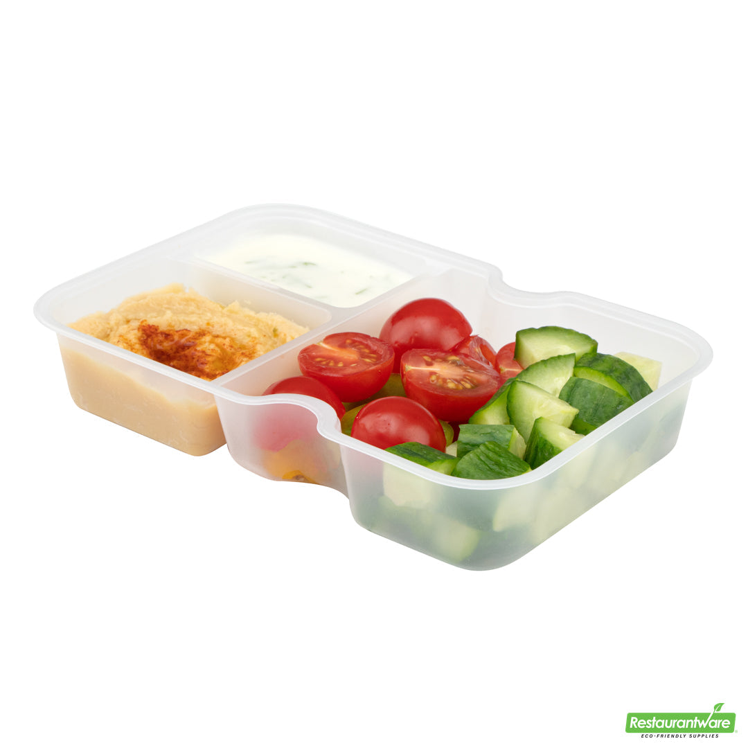 Wholesale Restaurantware Futura 10 oz White Plastic 3-Compartment Insert Tray - Fits 32 and 37 oz Containers, Microwavable- Bulk