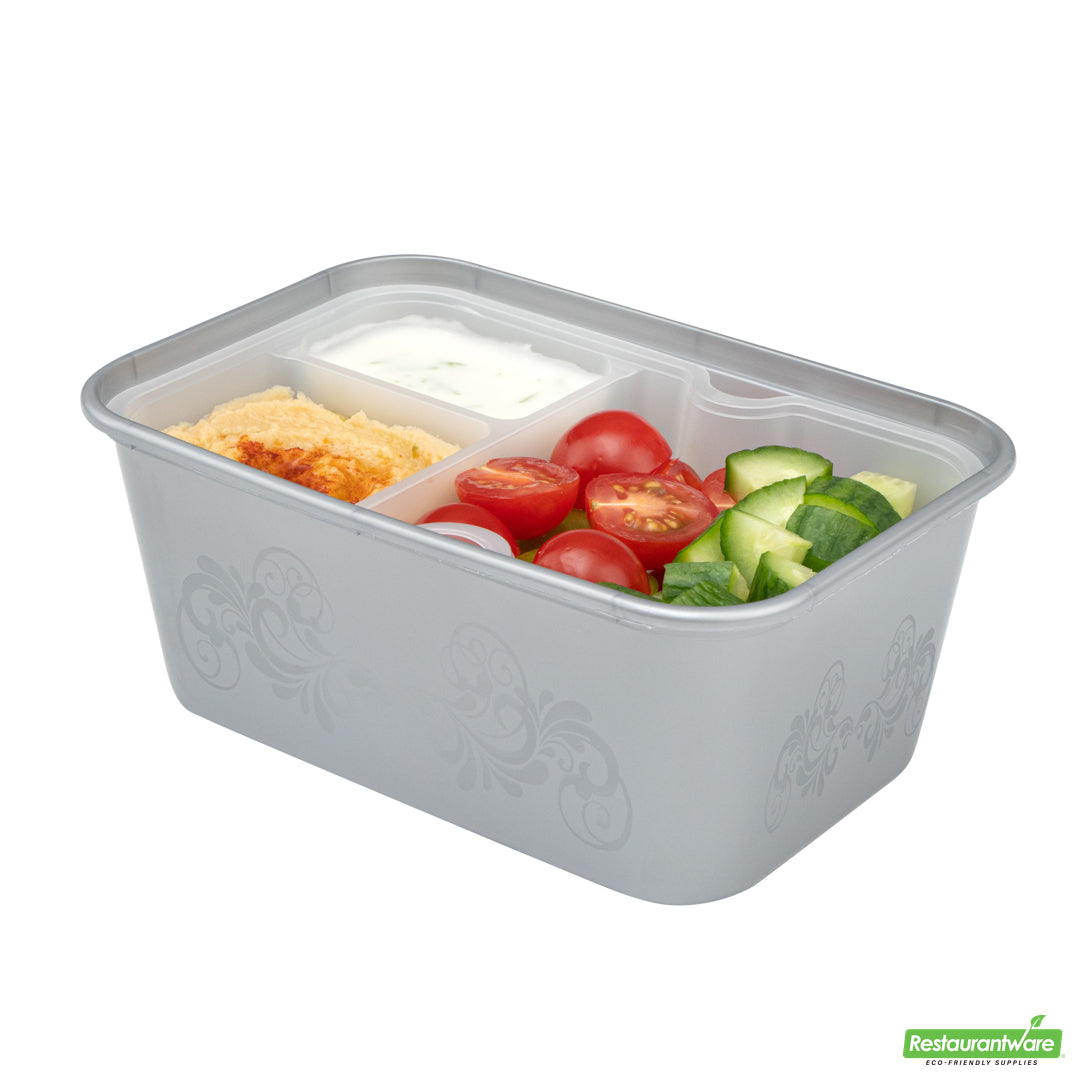Wholesale Restaurantware Futura 10 oz White Plastic 3-Compartment Insert Tray - Fits 32 and 37 oz Containers, Microwavable- Bulk