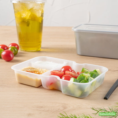 Wholesale Restaurantware Futura 10 oz White Plastic 3-Compartment Insert Tray - Fits 32 and 37 oz Containers, Microwavable- Bulk