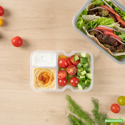 Wholesale Restaurantware Futura 10 oz White Plastic 3-Compartment Insert Tray - Fits 32 and 37 oz Containers, Microwavable- Bulk