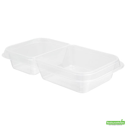 Wholesale Restaurantware Futura 15 oz Clear Plastic Heavy Duty 2-Compartment Insert Tray - Fits 24, 34 and 44 oz Containers, Microwavable- Bulk