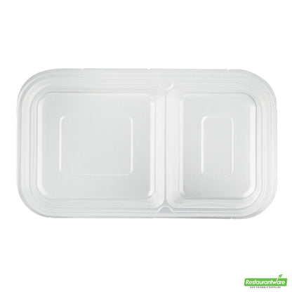 Wholesale Restaurantware Futura 15 oz Clear Plastic Heavy Duty 2-Compartment Insert Tray - Fits 24, 34 and 44 oz Containers, Microwavable- Bulk