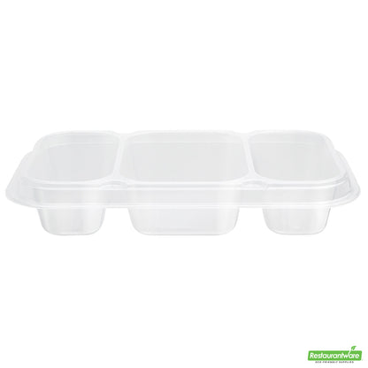 Wholesale Restaurantware Futura 15 oz Clear Plastic Heavy Duty 3-Compartment Insert Tray - Fits 24, 34 and 44 oz Containers, Microwavable- Bulk