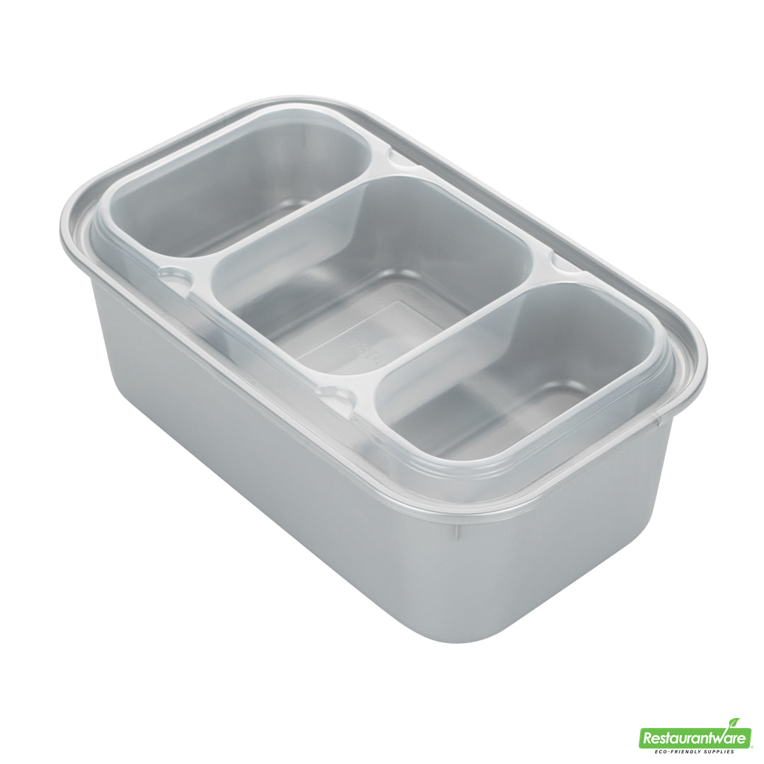 Wholesale Restaurantware Futura 15 oz Clear Plastic Heavy Duty 3-Compartment Insert Tray - Fits 24, 34 and 44 oz Containers, Microwavable- Bulk