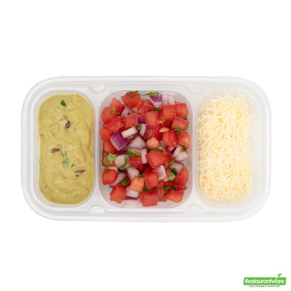 Wholesale Restaurantware Futura 15 oz Clear Plastic Heavy Duty 3-Compartment Insert Tray - Fits 24, 34 and 44 oz Containers, Microwavable- Bulk