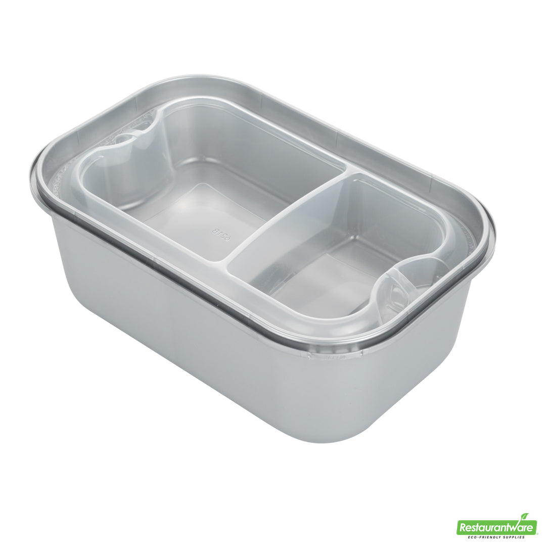 Wholesale Restaurantware Futura 17 oz Clear Plastic 2-Compartment Insert Tray - Fits 46 oz Container, Microwavable- Bulk