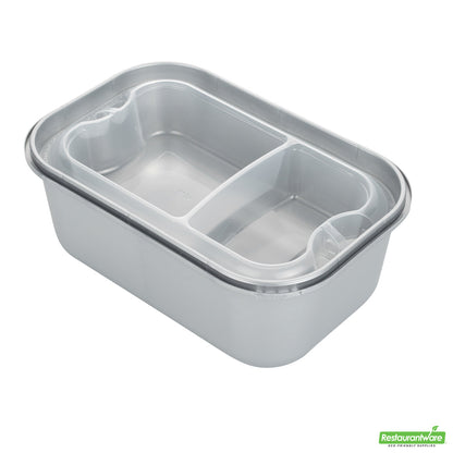 Wholesale Restaurantware Futura 17 oz Clear Plastic 2-Compartment Insert Tray - Fits 46 oz Container, Microwavable- Bulk