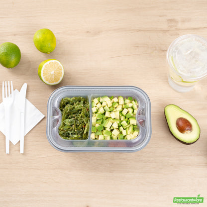 Wholesale Restaurantware Futura 17 oz Clear Plastic 2-Compartment Insert Tray - Fits 46 oz Container, Microwavable- Bulk