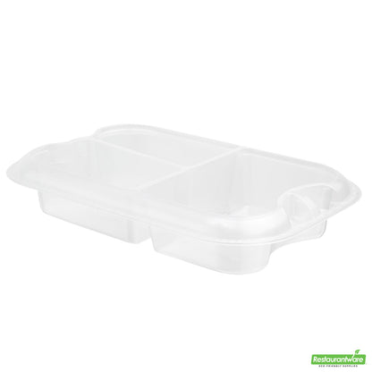 Wholesale Restaurantware Futura 17 oz Clear Plastic 3-Compartment Insert Tray - Fits 46 oz Container, Microwavable- Bulk