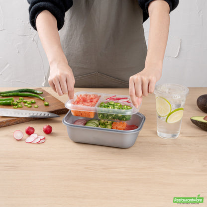 Wholesale Restaurantware Futura 17 oz Clear Plastic 3-Compartment Insert Tray - Fits 46 oz Container, Microwavable- Bulk