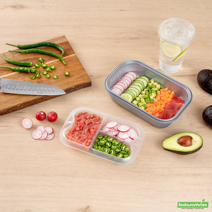 Wholesale Restaurantware Futura 17 oz Clear Plastic 3-Compartment Insert Tray - Fits 46 oz Container, Microwavable- Bulk