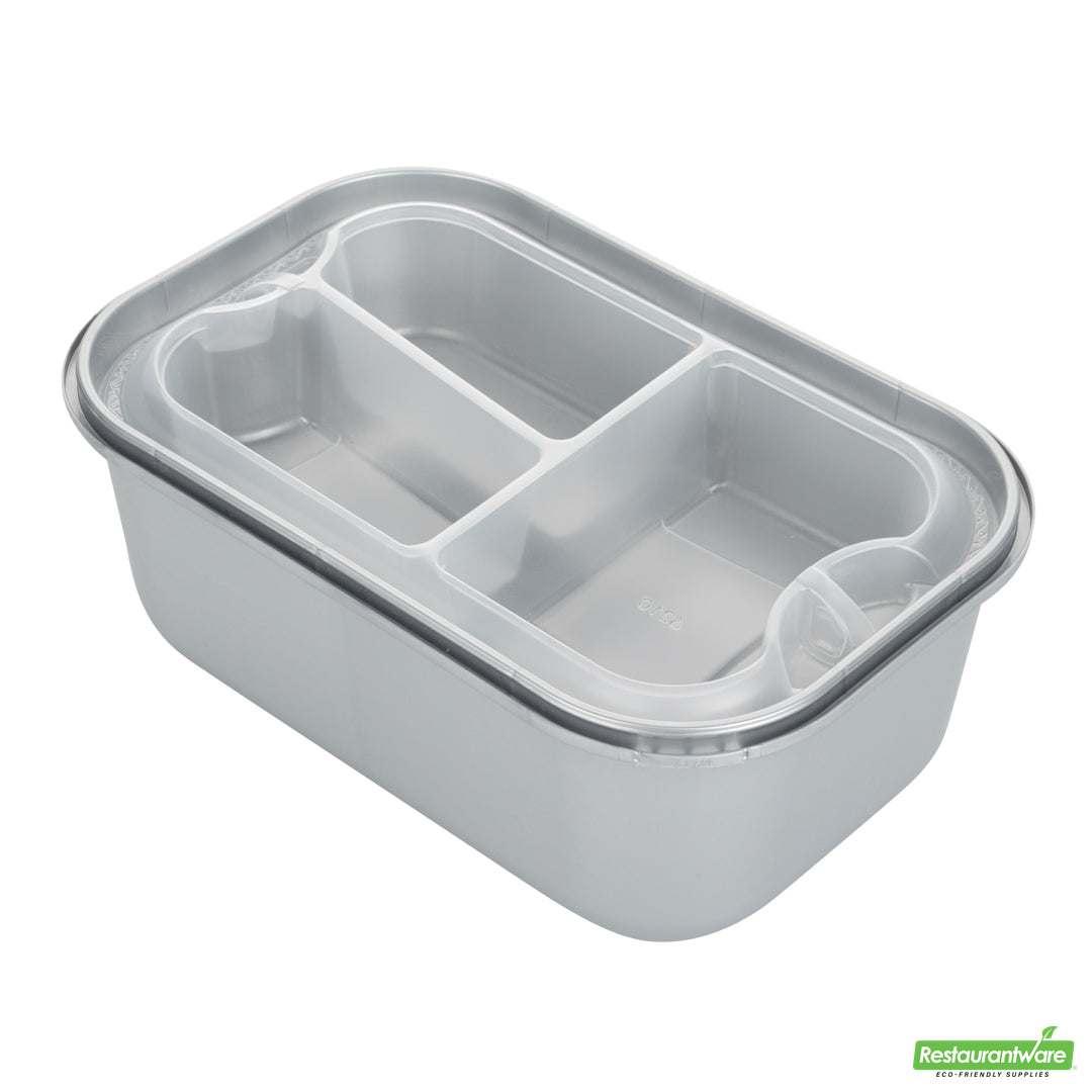Wholesale Restaurantware Futura 17 oz Clear Plastic 3-Compartment Insert Tray - Fits 46 oz Container, Microwavable- Bulk