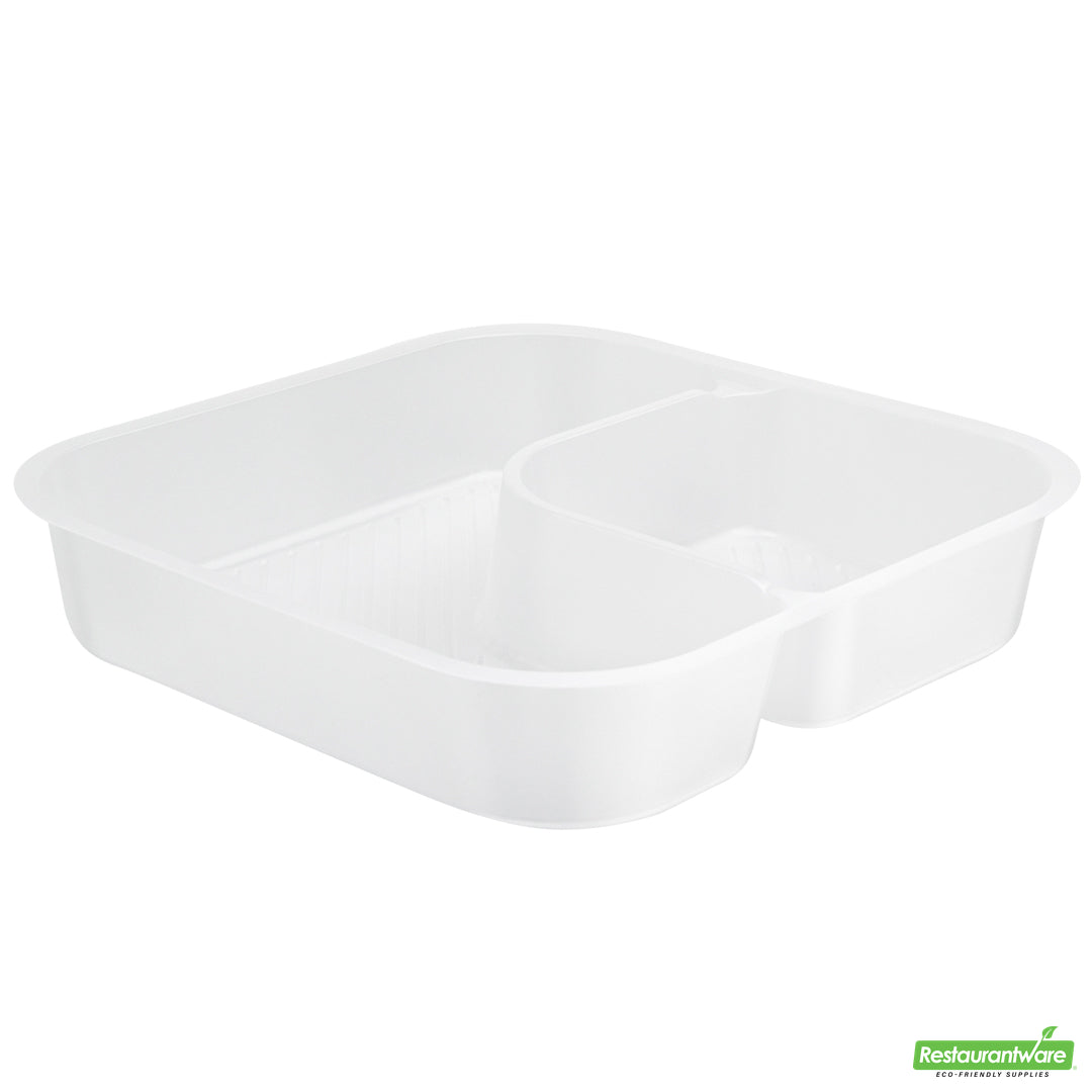 Wholesale Restaurantware Futura 14 oz Clear Plastic 2-Compartment Insert Tray - Fits 34 oz Bowl, Microwavable- Bulk