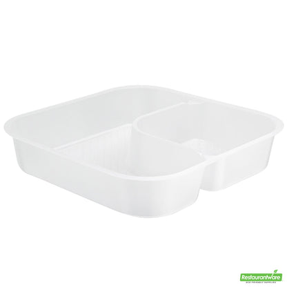 Wholesale Restaurantware Futura 14 oz Clear Plastic 2-Compartment Insert Tray - Fits 34 oz Bowl, Microwavable- Bulk