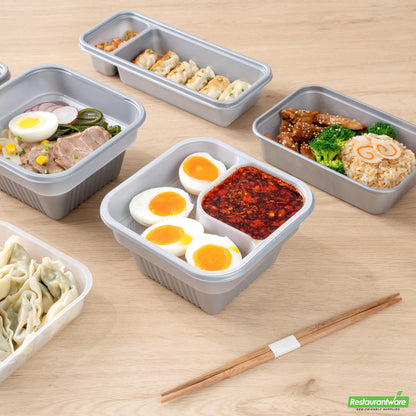 Wholesale Restaurantware Futura 14 oz Clear Plastic 2-Compartment Insert Tray - Fits 34 oz Bowl, Microwavable- Bulk