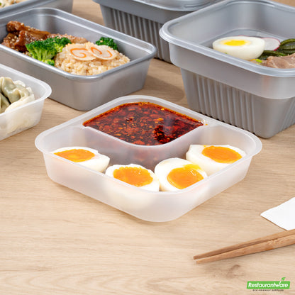 Wholesale Restaurantware Futura 14 oz Clear Plastic 2-Compartment Insert Tray - Fits 34 oz Bowl, Microwavable- Bulk
