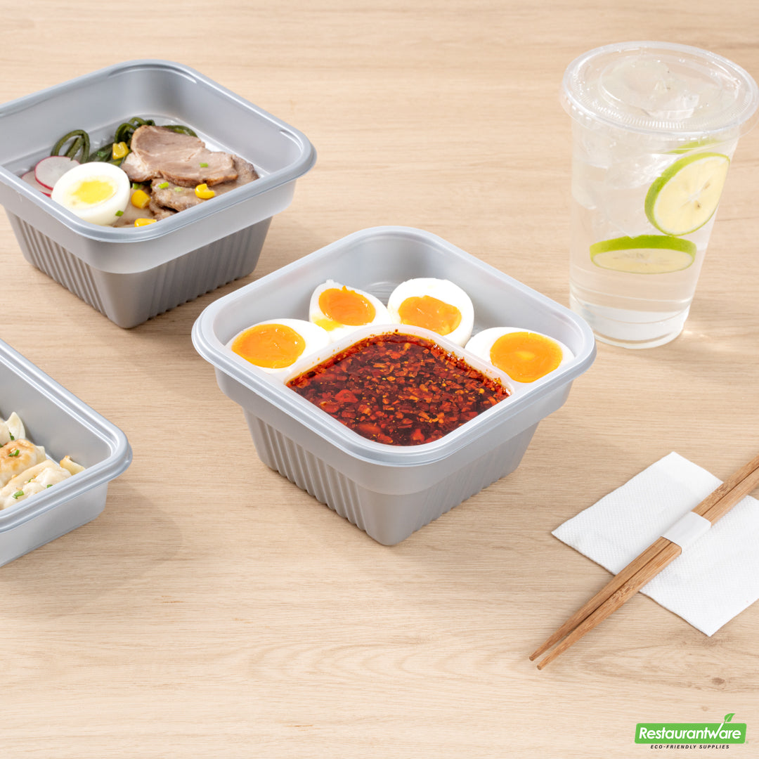 Wholesale Restaurantware Futura 14 oz Clear Plastic 2-Compartment Insert Tray - Fits 34 oz Bowl, Microwavable- Bulk