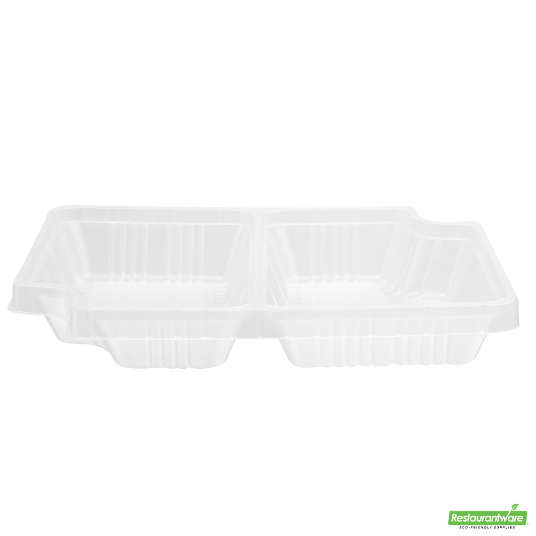 Wholesale Restaurantware Futura 14 oz Clear Plastic 2-Compartment Insert Tray - Fits 34 oz Box, Microwavable- Bulk