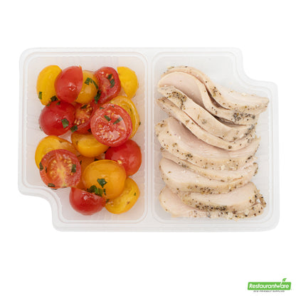 Wholesale Restaurantware Futura 14 oz Clear Plastic 2-Compartment Insert Tray - Fits 34 oz Box, Microwavable- Bulk