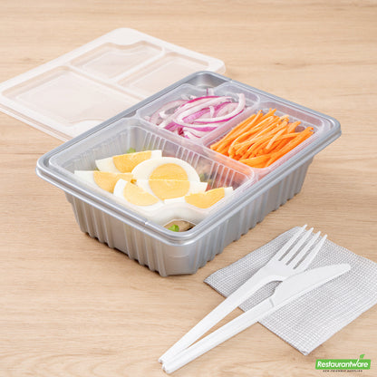 Wholesale Restaurantware Futura 14 oz Clear Plastic 3-Compartment Insert Tray - Fits 34 oz Box, Microwavable- Bulk