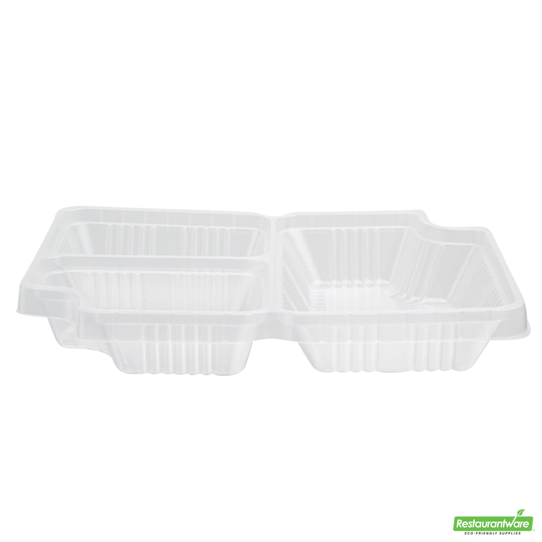 Wholesale Restaurantware Futura 14 oz Clear Plastic 3-Compartment Insert Tray - Fits 34 oz Box, Microwavable- Bulk