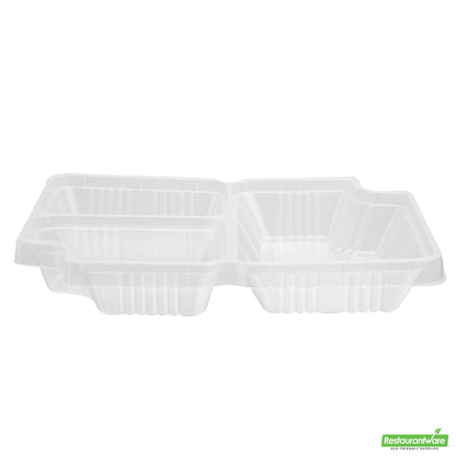 Wholesale Restaurantware Futura 14 oz Clear Plastic 3-Compartment Insert Tray - Fits 34 oz Box, Microwavable- Bulk