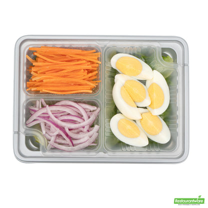 Wholesale Restaurantware Futura 14 oz Clear Plastic 3-Compartment Insert Tray - Fits 34 oz Box, Microwavable- Bulk
