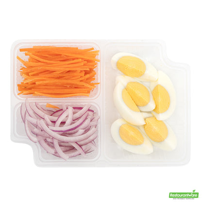 Wholesale Restaurantware Futura 14 oz Clear Plastic 3-Compartment Insert Tray - Fits 34 oz Box, Microwavable- Bulk