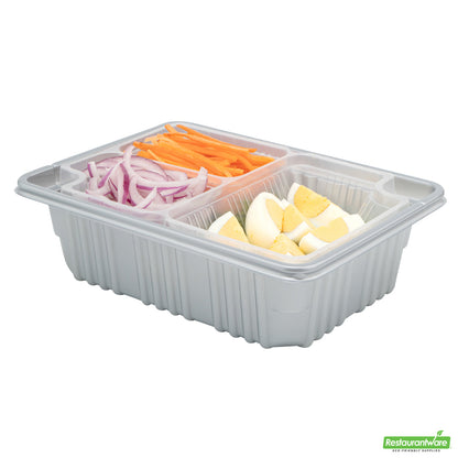 Wholesale Restaurantware Futura 14 oz Clear Plastic 3-Compartment Insert Tray - Fits 34 oz Box, Microwavable- Bulk