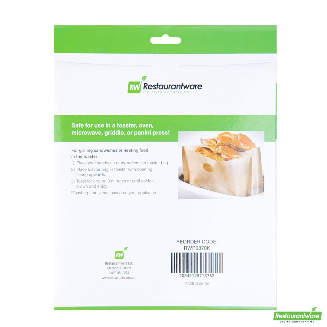 Wholesale Restaurantware Bag Tek Kraft Plastic Toaster Bag Set - Non-Stick, Heat-Resistant, Semi-Disposable- Bulk