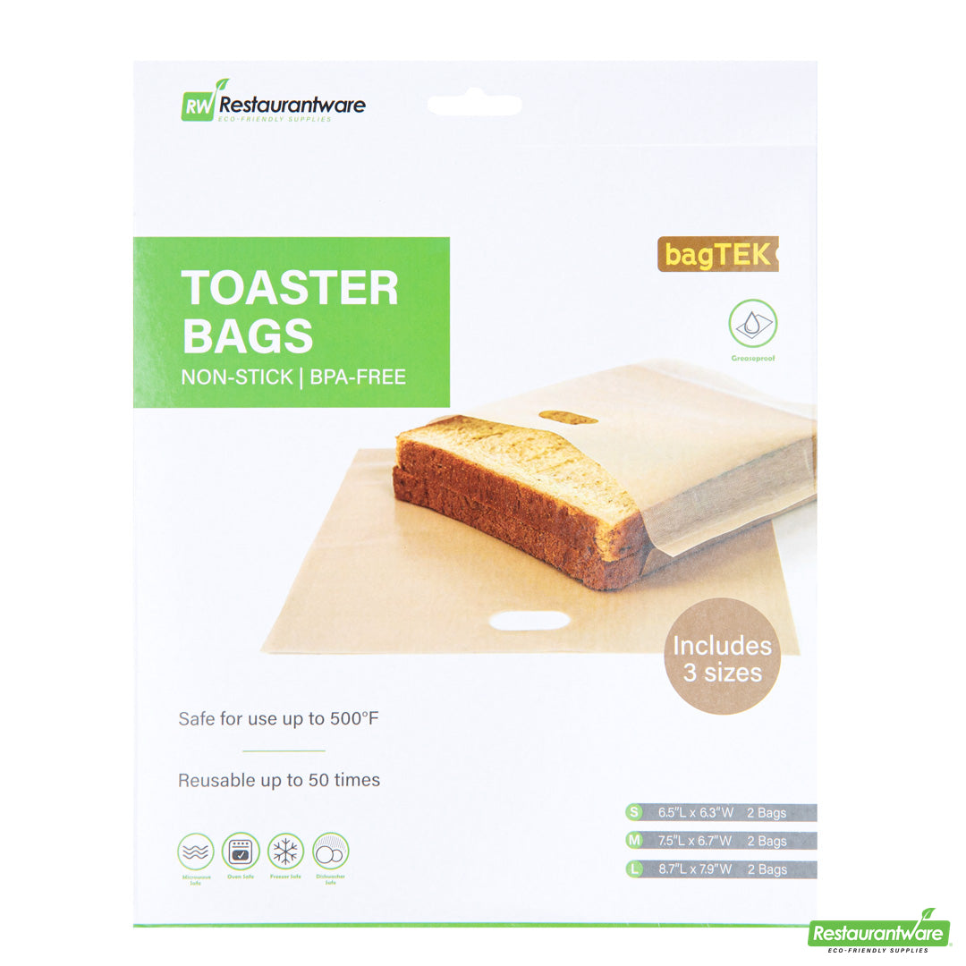 Wholesale Restaurantware Bag Tek Kraft Plastic Toaster Bag Set - Non-Stick, Heat-Resistant, Semi-Disposable- Bulk