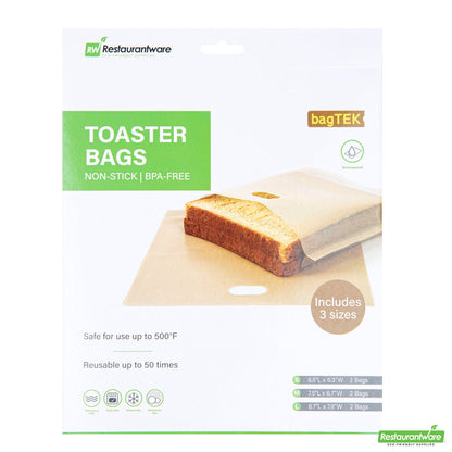 Wholesale Restaurantware Bag Tek Kraft Plastic Toaster Bag Set - Non-Stick, Heat-Resistant, Semi-Disposable- Bulk