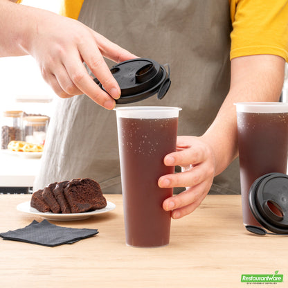 Wholesale Restaurantware Bev Tek Black Plastic 2-in-1 Straw or Sippy Cup Lid - with Two Plugs, Fits 12, 16 and 24 Oz- Bulk