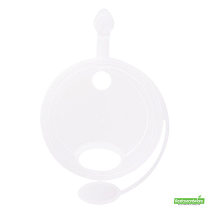 Wholesale Restaurantware Bev Tek Clear Plastic 2-in-1 Straw or Sippy Cup Lid - with Two Plugs, Fits 12, 16 and 24 Oz- Bulk