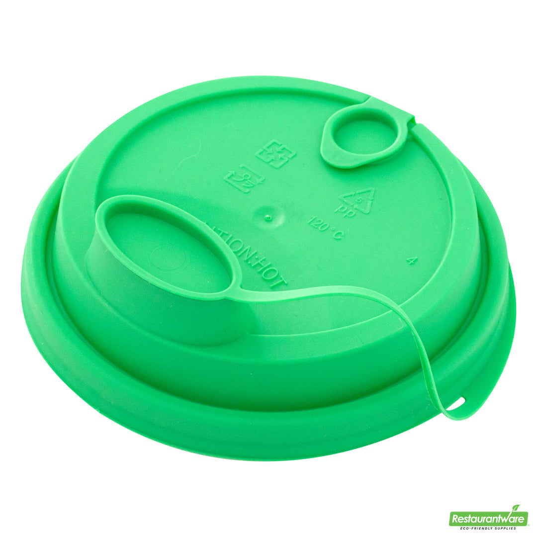 Wholesale Restaurantware Bev Tek Green Plastic 2-in-1 Straw or Sippy Cup Lid - with Two Plugs, Fits 12, 16 and 24 Oz- Bulk