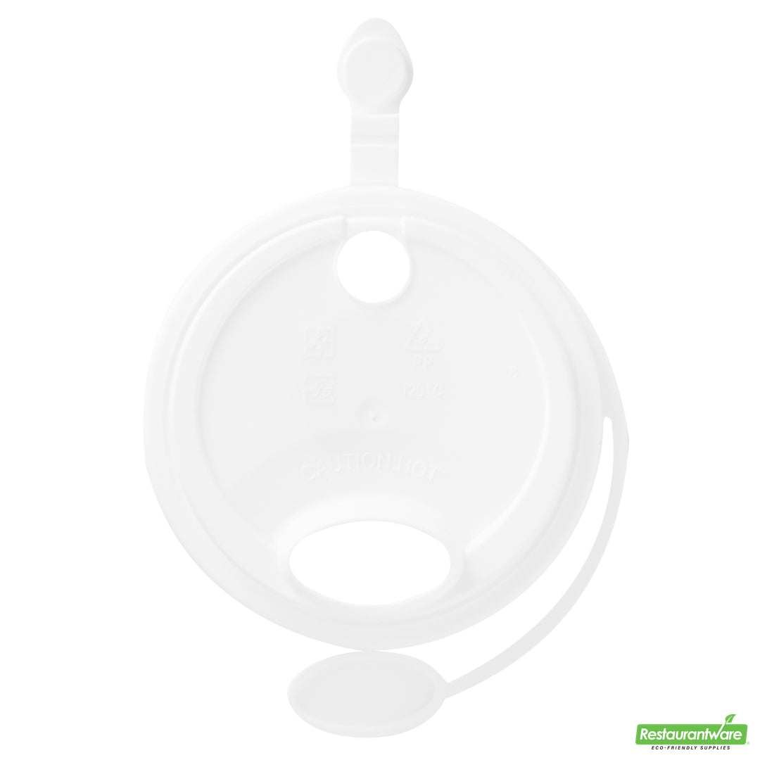 Wholesale Restaurantware Bev Tek White Plastic 2-in-1 Straw or Sippy Cup Lid - with Two Plugs, Fits 12, 16 and 24 Oz- Bulk
