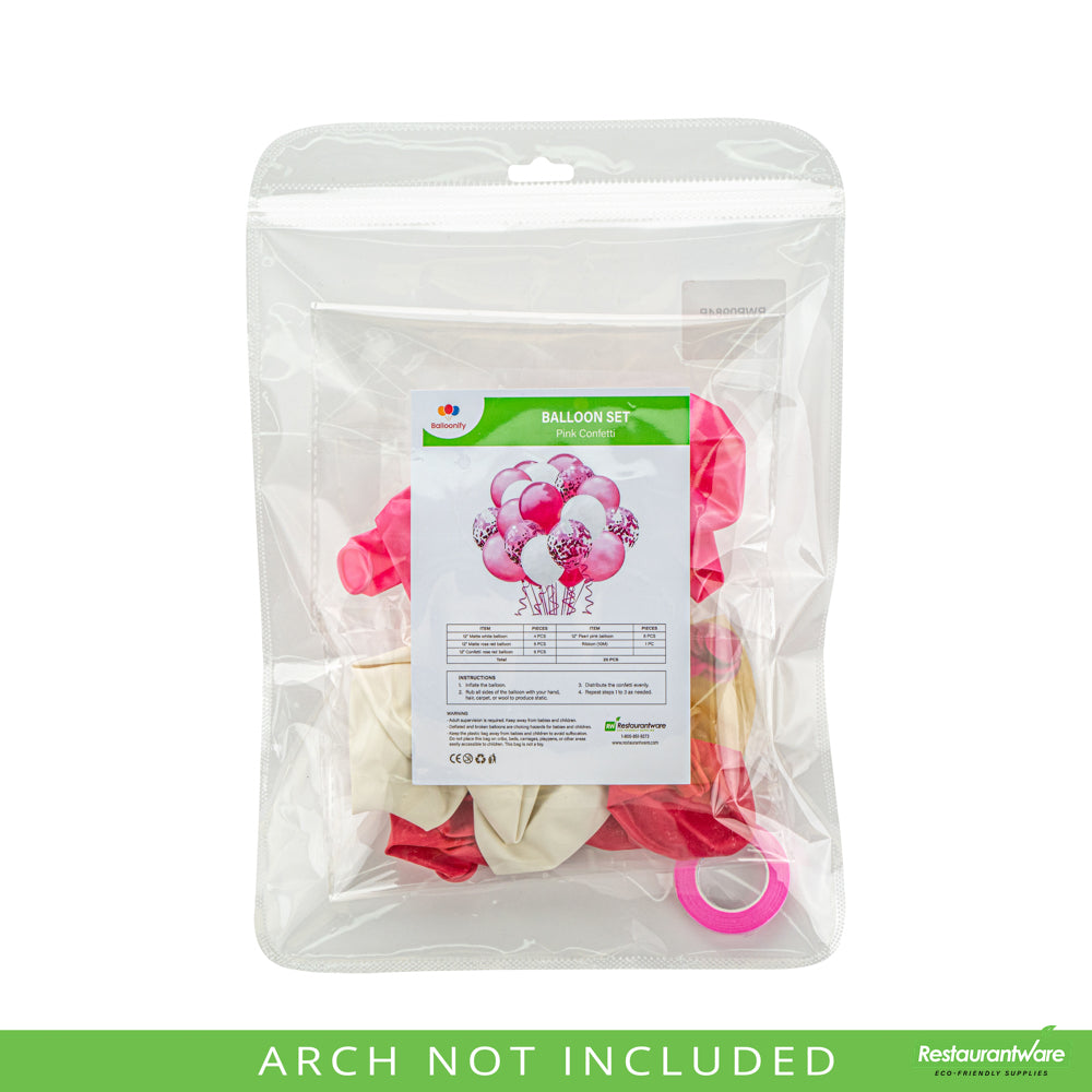 Wholesale Restaurantware Balloonify Pink Confetti Balloon Set - 20 Pieces- Bulk