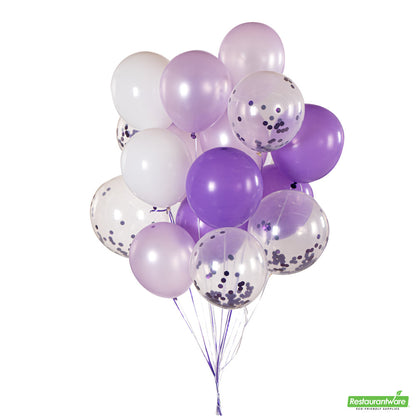 Wholesale Restaurantware Balloonify Purple Confetti Balloon Set - 20 Pieces- Bulk