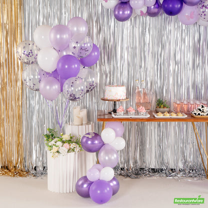 Wholesale Restaurantware Balloonify Purple Confetti Balloon Set - 20 Pieces- Bulk
